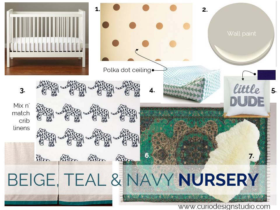 teal navy eclectic nursery