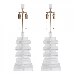 stacked lucite lamps