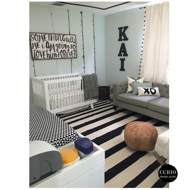 black and white tribal nursery after