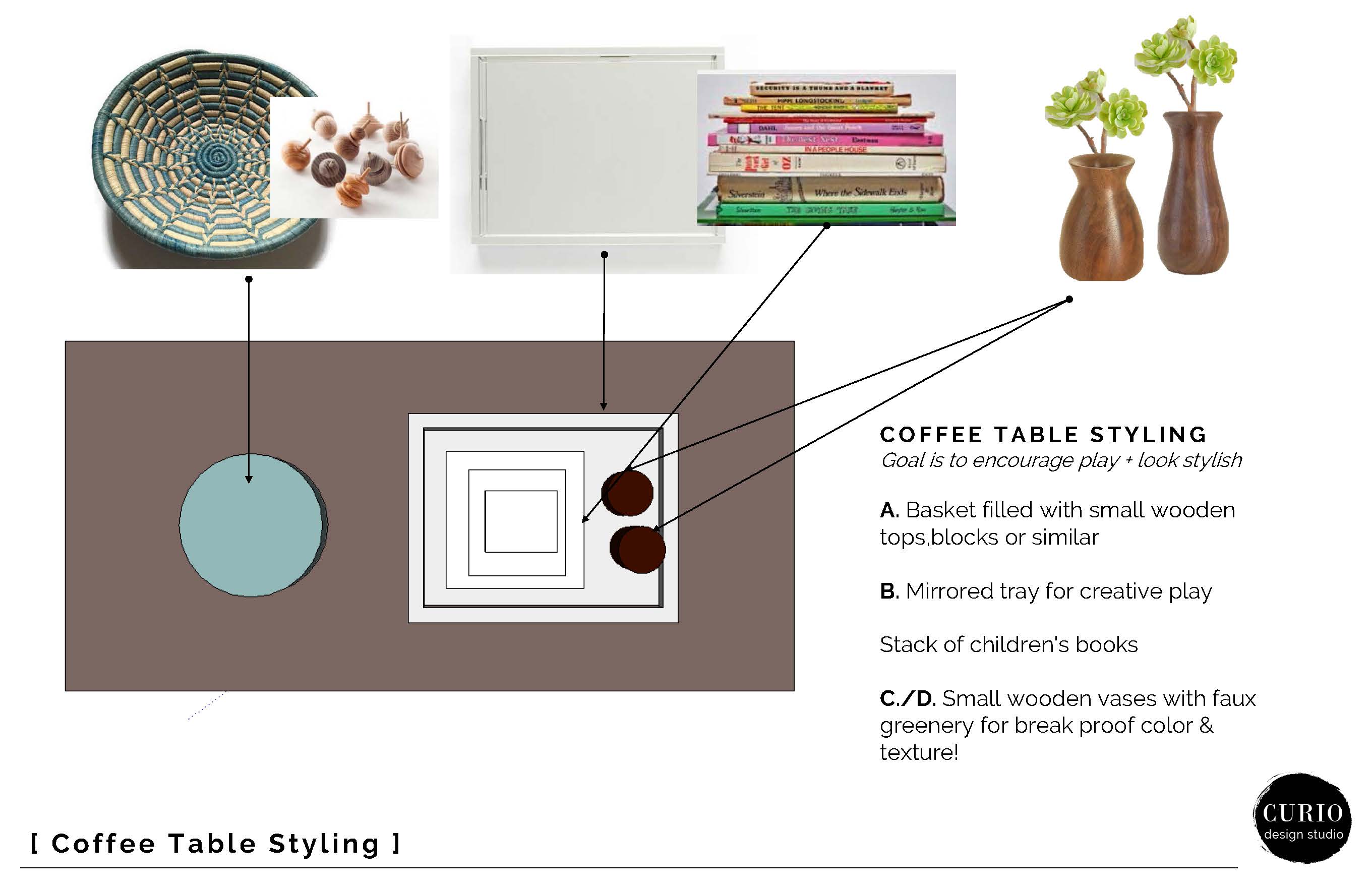 kid friendly coffee table styling