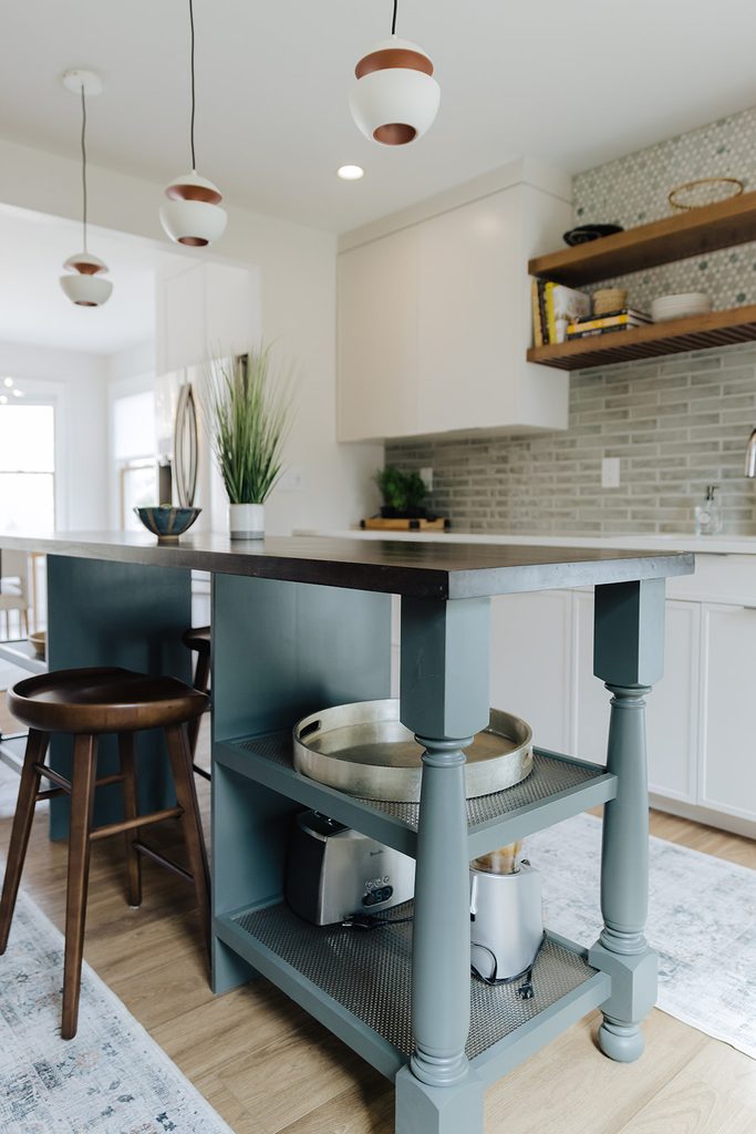 Kitchen Island in Sherwin Williams Homburg Gray